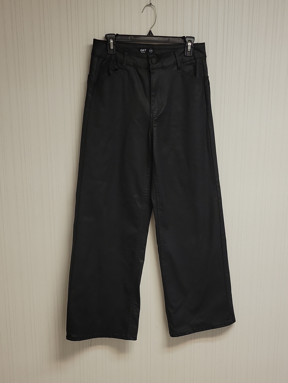 Oat New York Wide Leg Black Waxed Jeans Sz 8/29. High Waist Casual